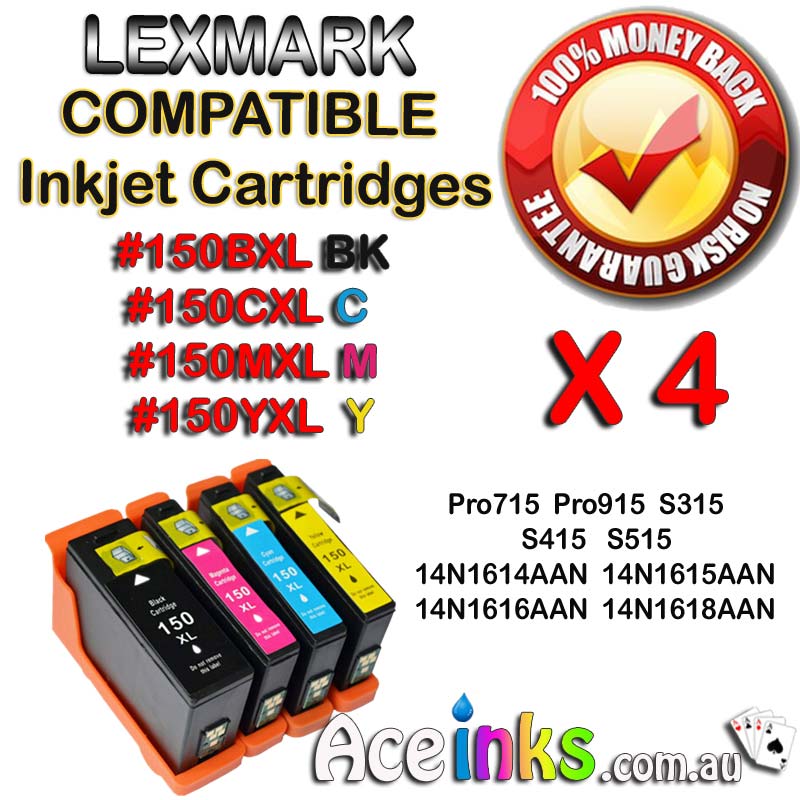 4 Pack Combo Lexmark Compatible 14N1614 #150 BXL BK CMY