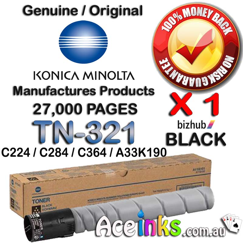 Genuine Konica Minolta TN321 BizHub C224 BLACK