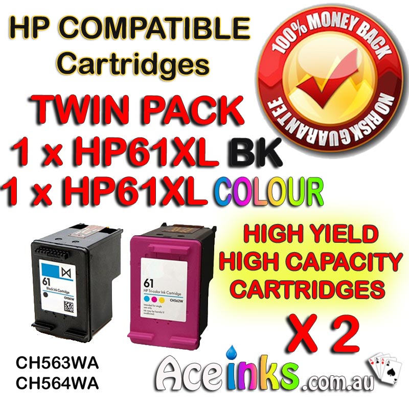 Twin Pack Combo Compatible HP HP61XL BK HP61XL Colour