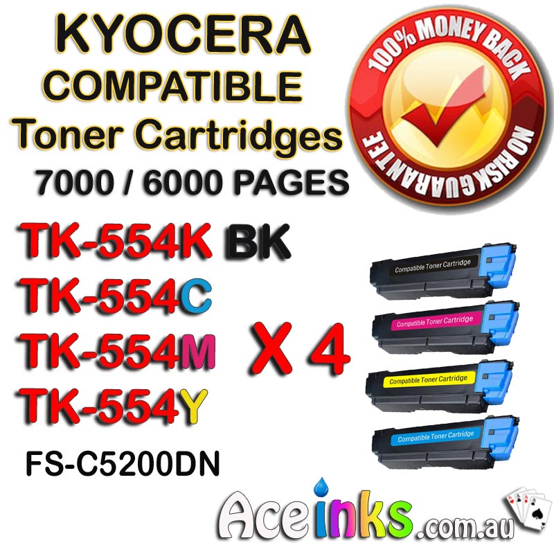 4 Pack Combo Compatible Kyocera TK-554K FSC5200DN BK CMY
