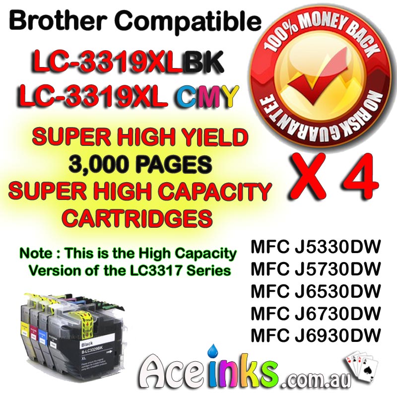 VALUE PACK 4 Combo Compatible Brother LC3319XLBK CMY
