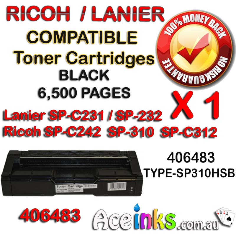 Lanier Ricoh 406483 SP-C231 SP-C232 SP-C242 SP-C310 Single BK