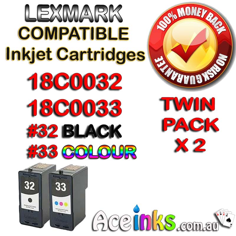 Twin Pack Lexmark Compatible #32 Black #33 Colour