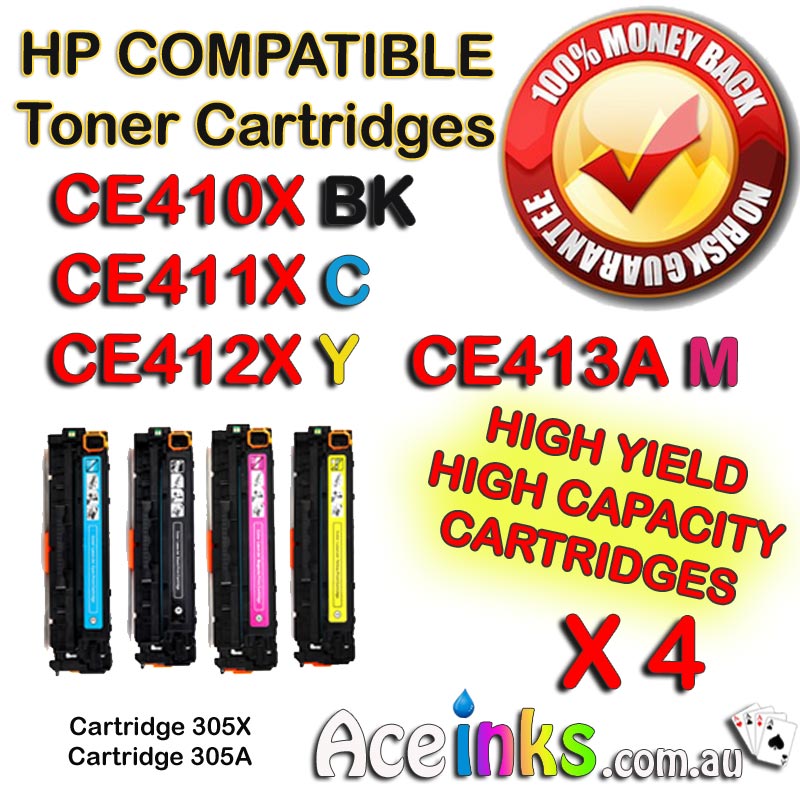 4 Pack Combo Compatible HP CE410X 305A C/M/Y