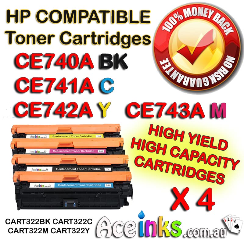 4 Pack Combo Compatible HP CE740A 307A C/M/Y