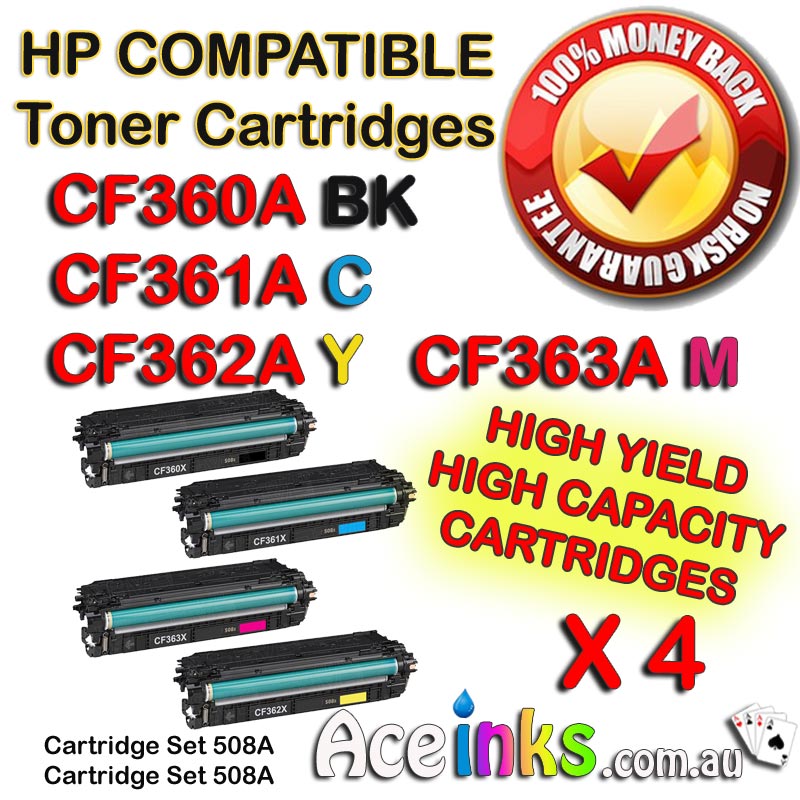 4 Pack Combo Compatible HP CF360A 508A C/M/Y
