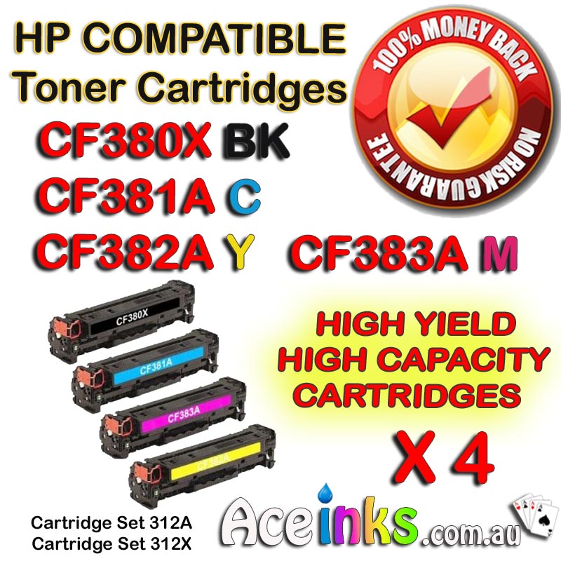 4 Pack Combo Compatible HP CF380A 312A C/M/Y