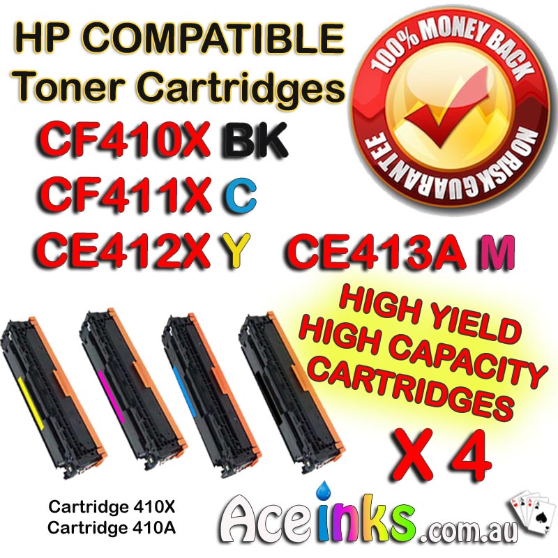4 Pack Combo Compatible HP CF410A Set 410X C/M/Y
