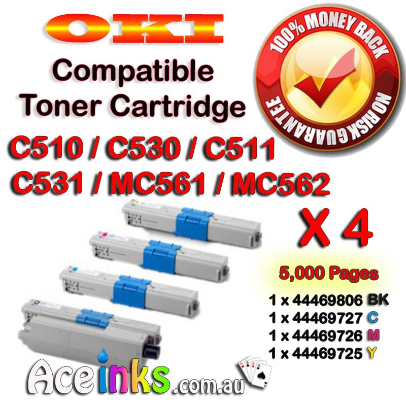 4 Combo Compatible OKI C510 C530 C511 C531 MC561 MC562