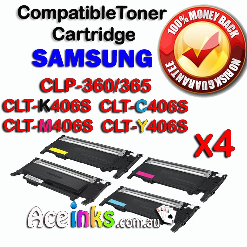4 Pack Combo Compatible SAMSUNG #360 365 CLT-K406S C/M/Y