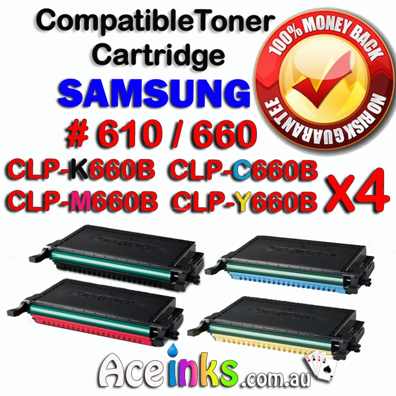 4 Pack Combo Compatible SAMSUNG #610 660 CLP-K660 C/M/Y