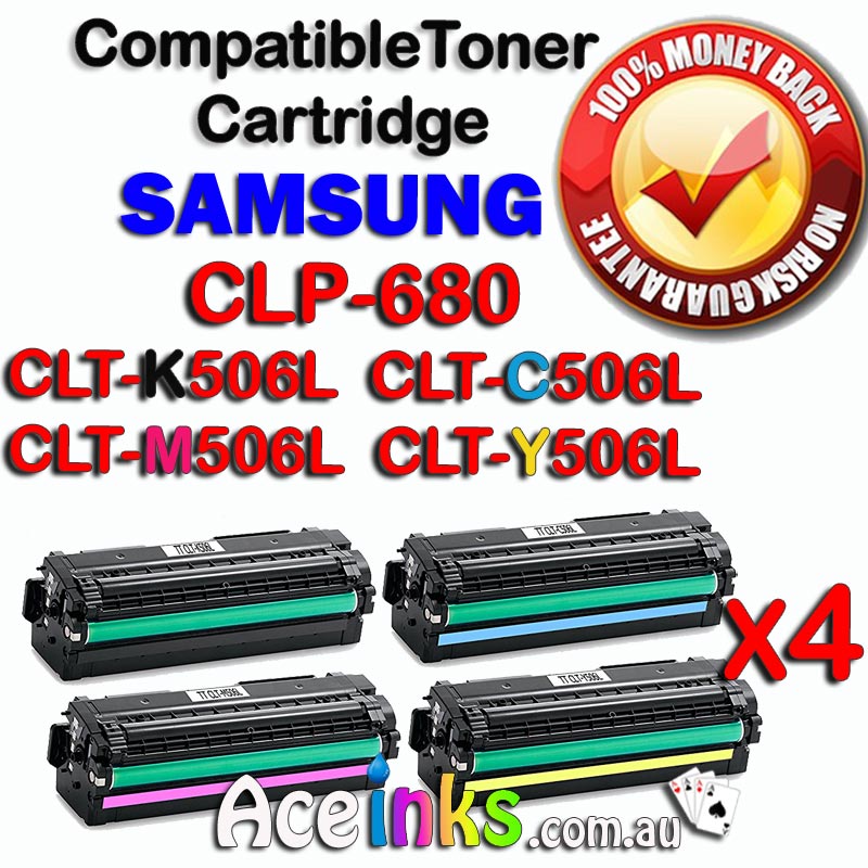 4 Pack Combo Compatible SAMSUNG #680 CLP-K506L C/M/Y