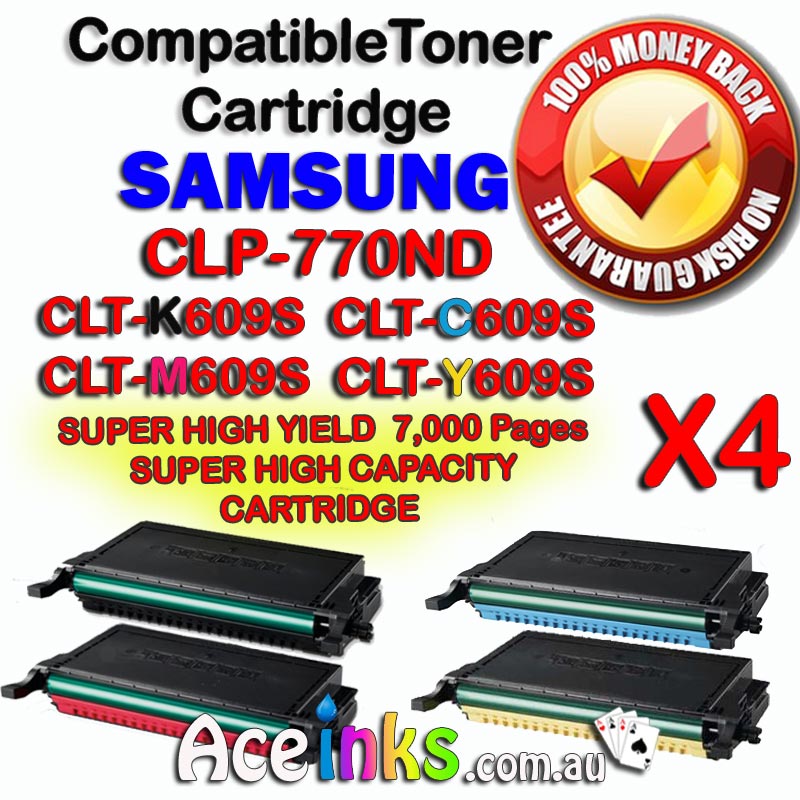 4 Pack Combo Compatible SAMSUNG 770 CLT-K609S C/M/Y